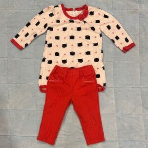 Gymboree Red and White Kids Matching Set with Black Kitties!